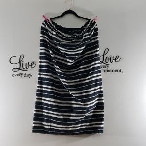 Black and white striped Strapless Dress- 211